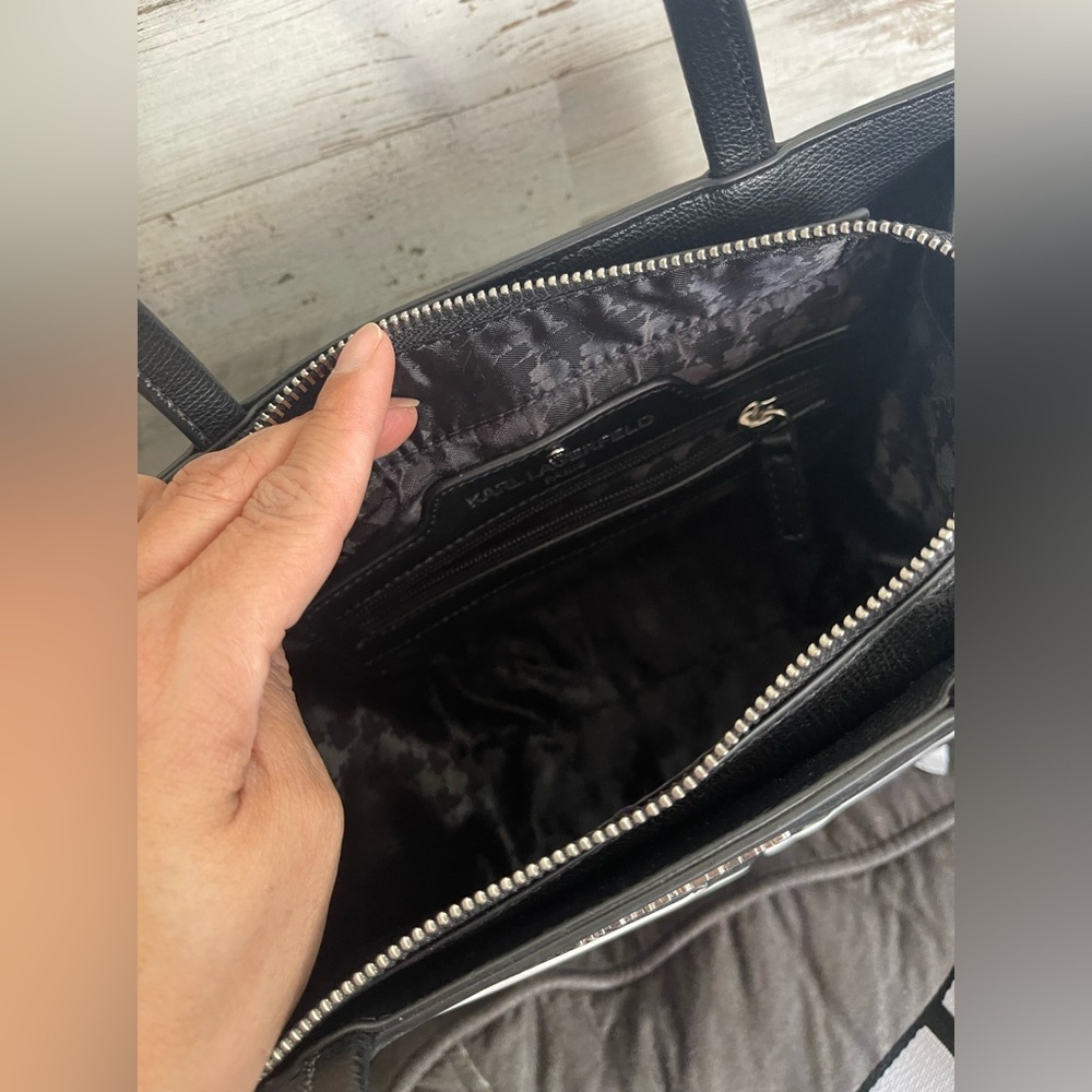 Karl Lagerfeld Paris Mini Tote Leopard Crossbody – Black/Grey - Picture 8 of 12